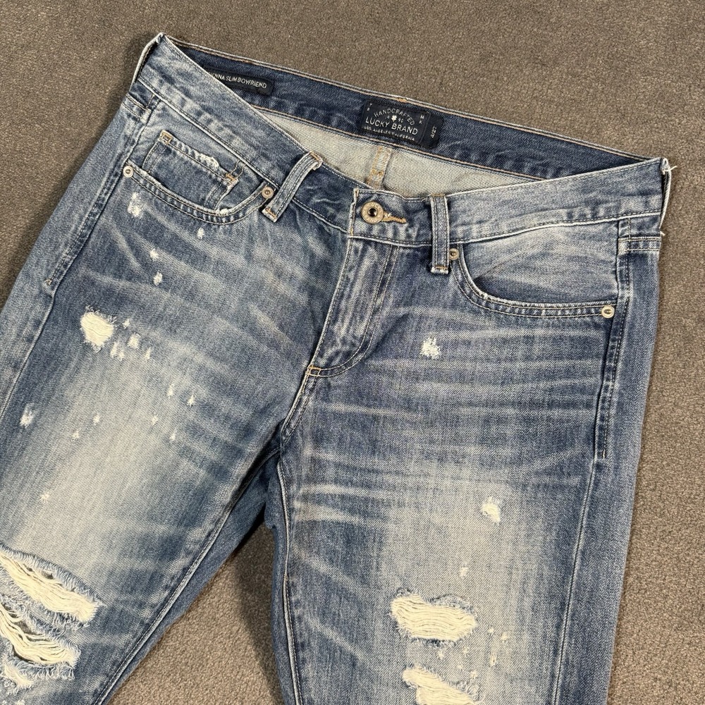 Lucky Brand Sienna Slim Boyfriend Jeans Women's 4/27 Med Wash Denim Distressed - Picture 3 of 16